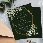 Budget Rustic Eucalyptus & Gold Wedding - Green<br><div class="desc">** SATIN PAPER IS PAPER THIN. UPGRADE THE PAPER FOR A THICKER PAPER. HAS AN OPTION FOR ENVELOPES. *** Save money on invitations with this smaller invitation that has an option for envelopes. Get your guests ready for the amazing wedding with this Rustic Eucalyptus & Gold Frame Greenery Wedding invitation....</div>