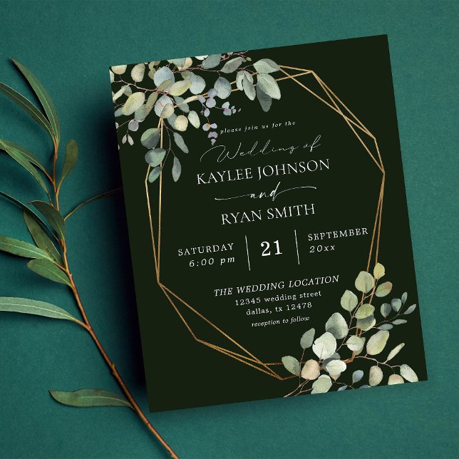Budget Rustic Eucalyptus & Gold Wedding - Green Flyer (Creator Uploaded)