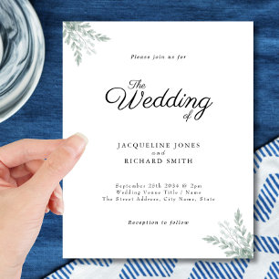 Budget Rustic Eucalyptus Leaves Wedding Invitation Flyer