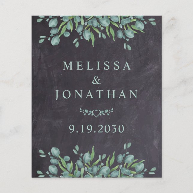 Budget Rustic Eucalyptus QR Code Wedding Invite (Front)