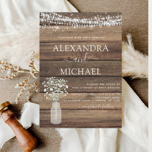 Budget Rustic Farmhouse Lights Wedding Invitation