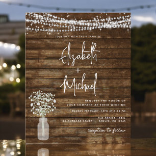 Budget Rustic Farmhouse Lights Wedding Invitation