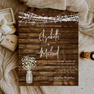 Budget Rustic Farmhouse Lights Wedding Invitation Flyer