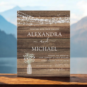 Budget Rustic Farmhouse Lights Wedding Invitation Flyer