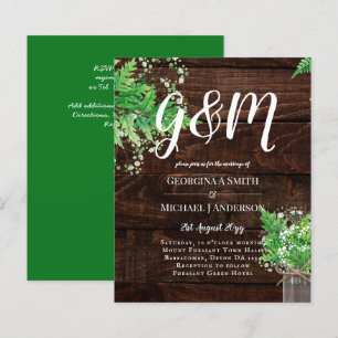 BUDGET Rustic Ferns Greenery Chic Wedding Invite