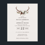 budget Rustic floral stag antlers wedding invite Flyer<br><div class="desc">budget Rustic floral and stag antlers wedding invite. With beautiful watercolor details. This modern wedding invite is sure to set the style for your big day.</div>