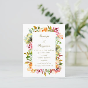 Budget Rustic Floral Wedding QR Code Invitation