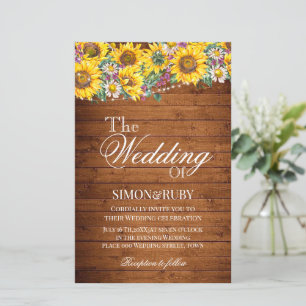 Budget Rustic Floral Wood Wedding invitation Flyer