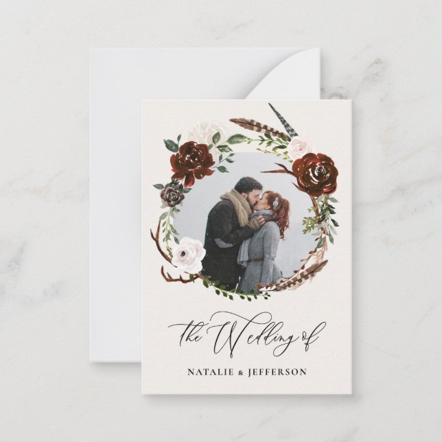 budget rustic floral wreath wedding invitation (Front)