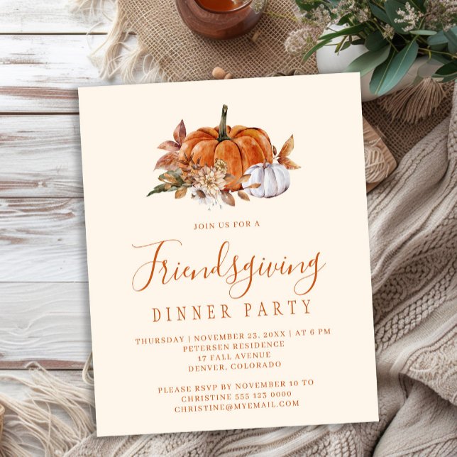 Budget rustic Friendsgiving dinner invitation (Creator Uploaded)