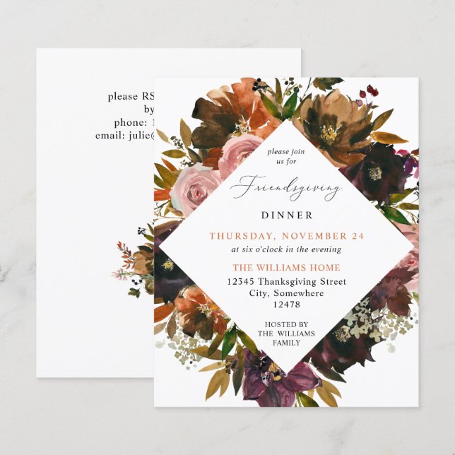 Budget Rustic Gold Fall Floral Friendsgiving (Front/Back)