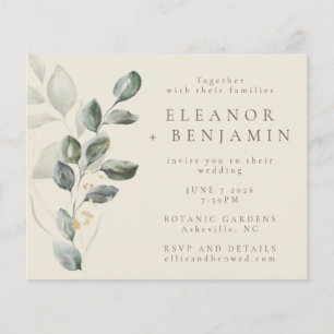 Budget Rustic Gold Greenery Wedding Invite
