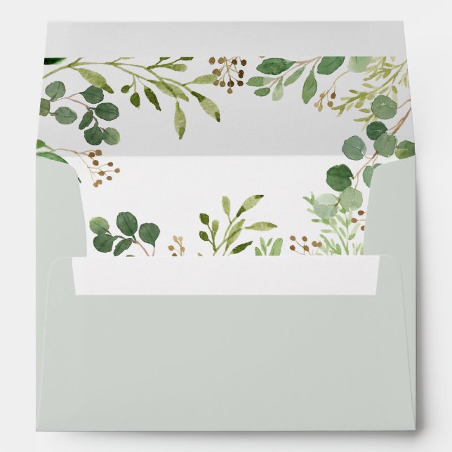 Budget Rustic Greenery Eucalyptus Leaves Wedding Envelope (Back (Bottom))