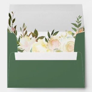 Budget Rustic Greenery Leaves Ivory Floral Wedding Envelope