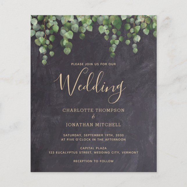 Budget Rustic Greenery Leaves Wedding Invitation (Front)