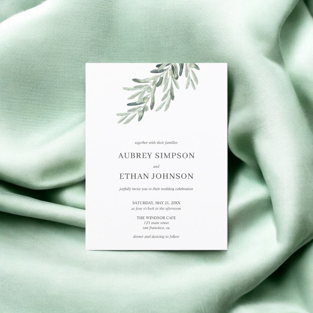 Budget Rustic Greenery Olive Wedding Invitation Postcard (Creator Uploaded)