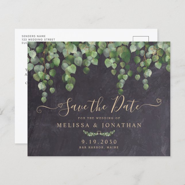 Budget Rustic Greenery Wedding Save The Date P (Front/Back)