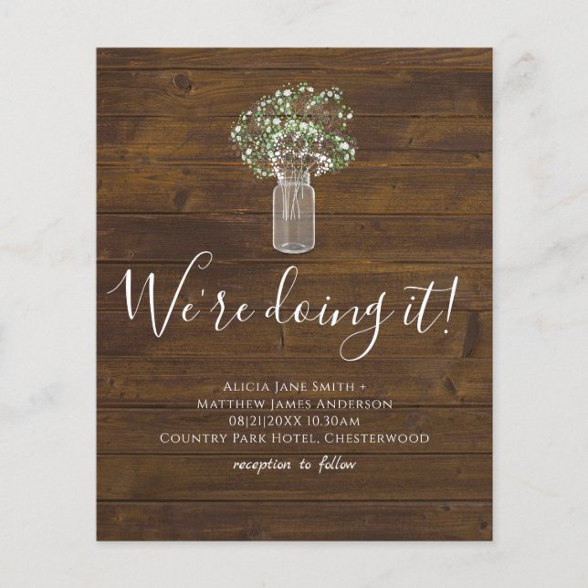 Budget Rustic Gypsophila Mason Jar Wedding (Front)