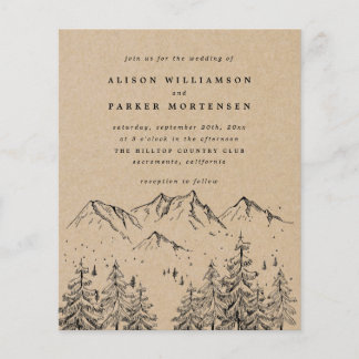 Budget Rustic Hand-drawn Mountains & Trees Wedding