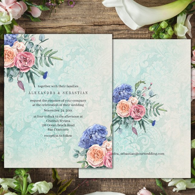 Budget Rustic Hydrangeas on Faded Green Wedding Flyer (Creator Uploaded)