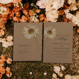 Budget Rustic Kraft Dried Sunflower Wedding Invitation