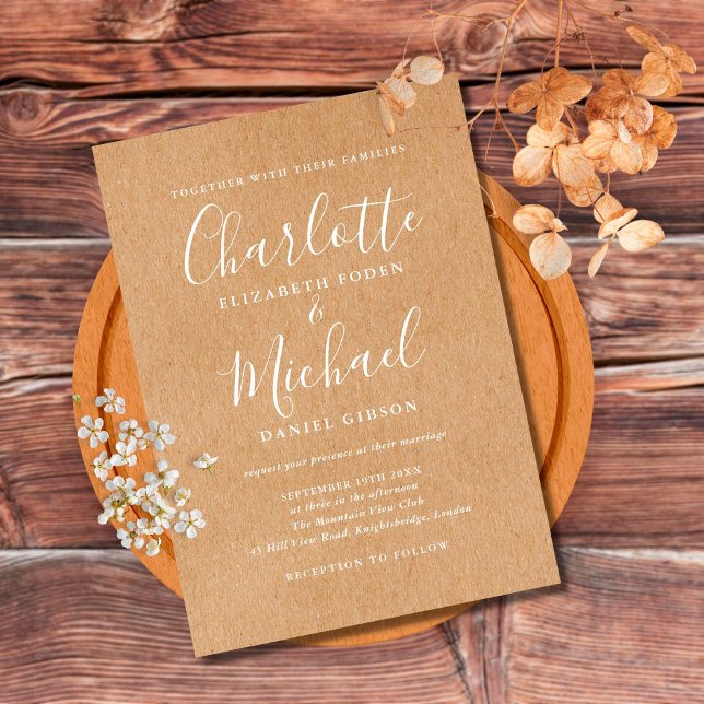 Budget Rustic Kraft Script Wedding Invitation (Creator Uploaded)