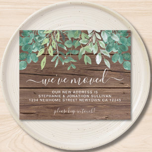Budget Rustic Leaves We've Moved Announcement Card