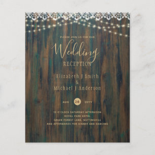 BUDGET RUSTIC LIGHTS LACE WEDDING RECEPTION INVITE FLYER