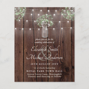 Budget Rustic Lights Mason Jars Gypsophila Wedding