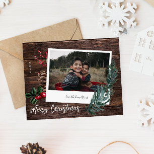 Budget Rustic Merry Christmas Wood & Instant Photo Flyer