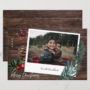 Budget Rustic Merry Christmas Wood Instant Photo L
