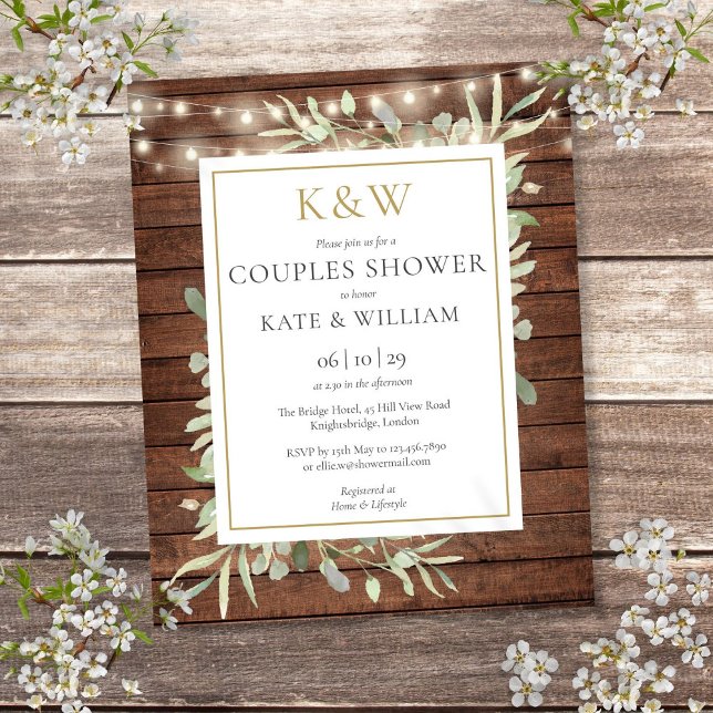 Budget Rustic Monogram Couples Shower Invite (Budget Rustic Monogram Couples Shower Invite)