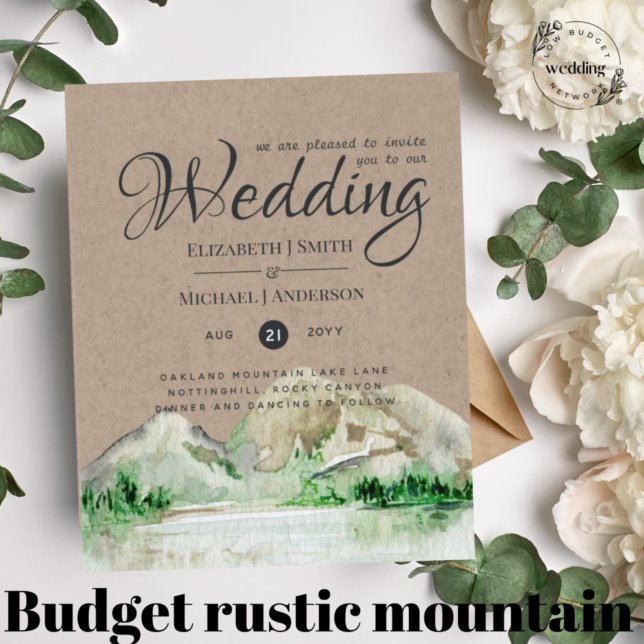BUDGET Rustic Mountain Lake Forest Wedding Invite (Creator Uploaded)