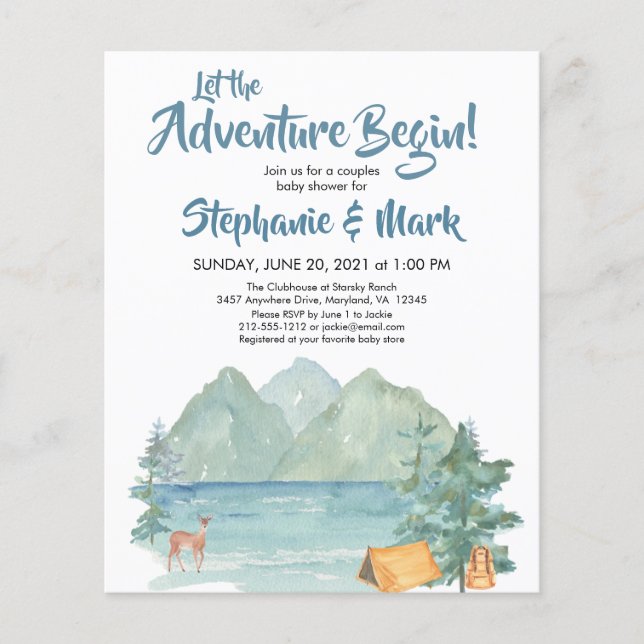 Budget Rustic Mountains Adventure Baby Shower (Front)