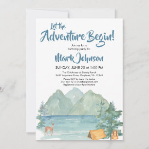 Budget Rustic Mountains Adventure Birthday Party Invitation