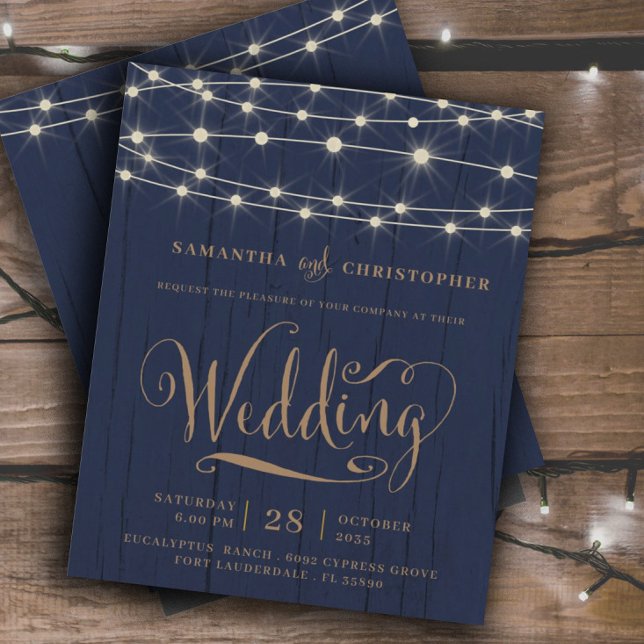 Budget Rustic Navy String Lights RSVP Wedding (Creator Uploaded)