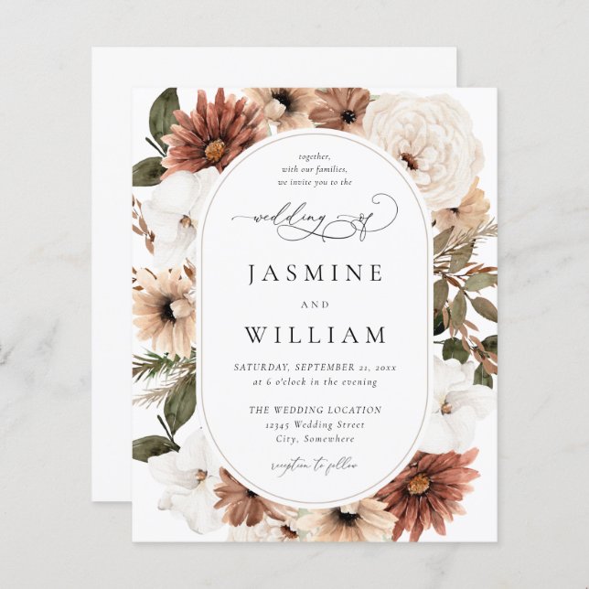 Budget Rustic Neutral Boho Floral Wedding S2 (Front/Back)