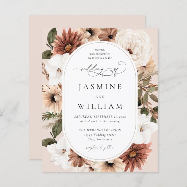 Budget Rustic Neutral Boho Floral Wedding S2 - BG (Front/Back)