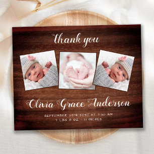 Budget Rustic New Baby 3 Photo Thank You Birth