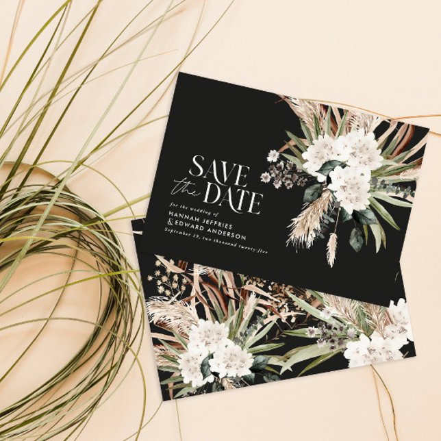  budget rustic pampas eucalyptus save the date card (Creator Uploaded)