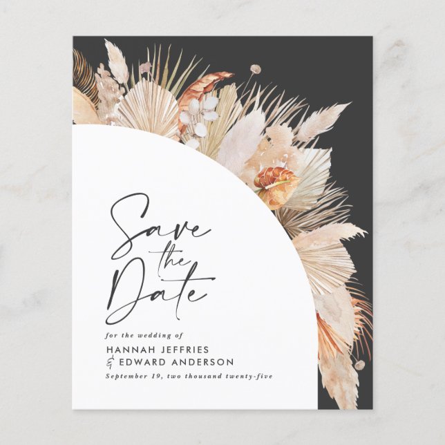 budget rustic pampas grass wedding save the date (Front)