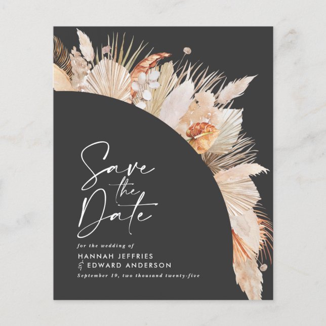 budget rustic pampas grass wedding save the date (Front)