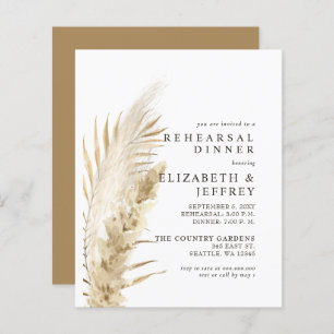 Budget Rustic Pampas Rehearsal Dinner Invitation
