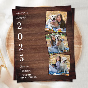 Budget Rustic Photo Collage Graduation Invitations