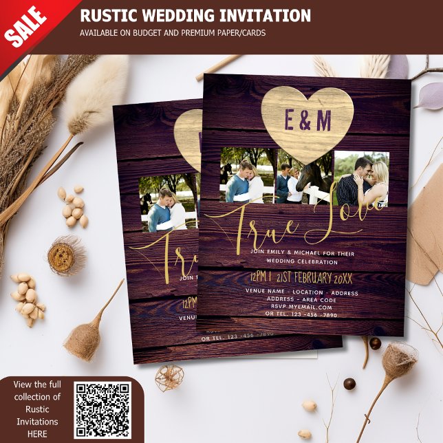 Budget Rustic Photo Collage Wedding Invitations (Creator Uploaded)