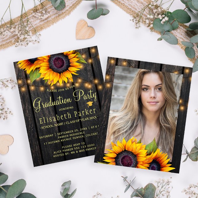 Budget rustic photo graduation party invitation (Creator Uploaded)