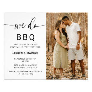Budget Rustic Photo We Do BBQ Engagement Party Flyer