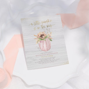Budget Rustic Pink & Gold Pumpkin Girl Baby Shower