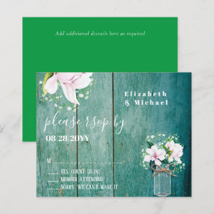 BUDGET Rustic Pink Magnolias  Wedding RSVP