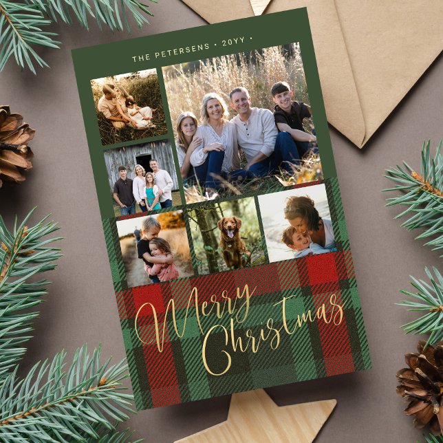 Budget rustic plaid photo collage Christmas  (Creator Uploaded)